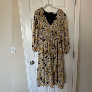 Floral Maxi Dress - Black and Gold